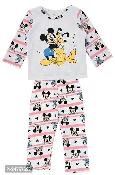 ICABLE Baby Boys Cotton Cartoon Print Night Suit Tshirt and Pyjama Set