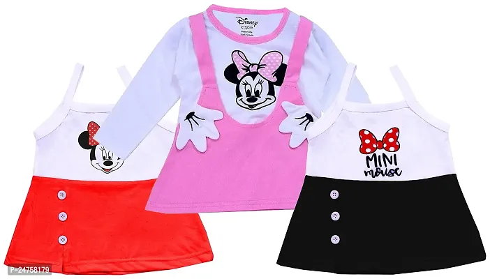 ICABLE Disney Baby Girls Midi Length Cotton Blend Minnie Dress Made in India