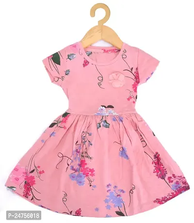 ICABLE Girls Printed Knee Length Frock Pure Cotton Made in India