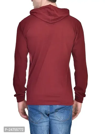 Miss U Men's Cotton Full Sleeve Hooded T-Shirt (Red)-thumb2