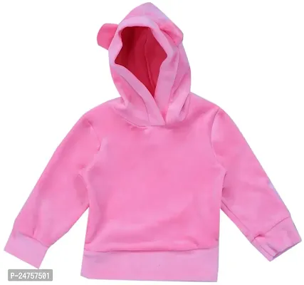 Icable Unisex Baby Girl/Boys Full Sleeves Plain Super Soft Velvet Hoodie Made in India-thumb0