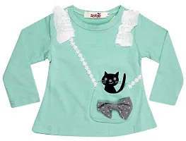 ICABLE Baby Girls Cute Cat Print Cotton Top  Pajyami Set-thumb1