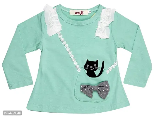 ICABLE Baby Girls Cute Cat Print Cotton Top  Pajyami Set-thumb2