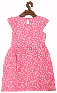 ICABLE Girls Printed A-Line Dress 100% Cotton Made in India (3-4 Years, PinkFlower)-thumb1