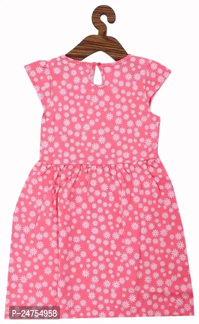 ICABLE Girls Printed A-Line Dress 100% Cotton Made in India (3-4 Years, PinkFlower)-thumb2