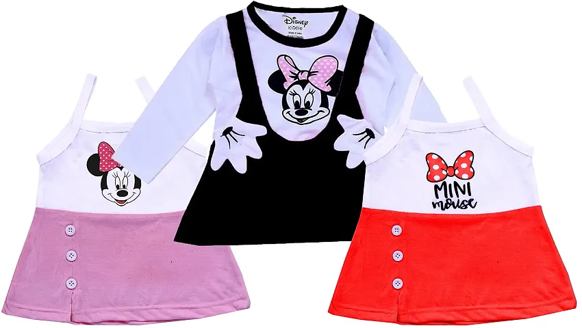 ICABLE Disney Baby Girls Midi Length Cotton Blend Minnie Dress Made in India