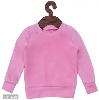 Icable Unisex Baby Girl/Boys Full Sleeves Plain Super Soft Velvet Sweatshirt Made in India
