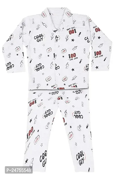 ICABLE Baby Boys and Girls Cotton Cartoon Print Night Suit/Night Wear Shirt and Pyjama Set