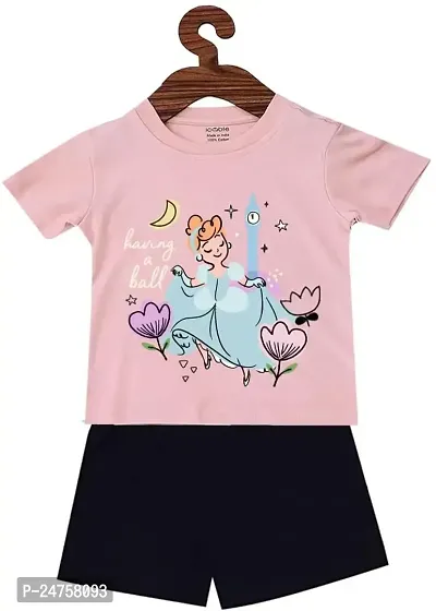 ICABLE Disney Girls Summer Suits Printed Cotton Blend Tshirt  Shorts Set-thumb0