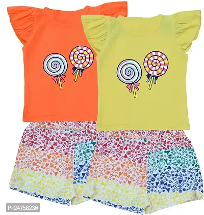 ICABLE Girls Cotton Blend Tshirts Shorts Set