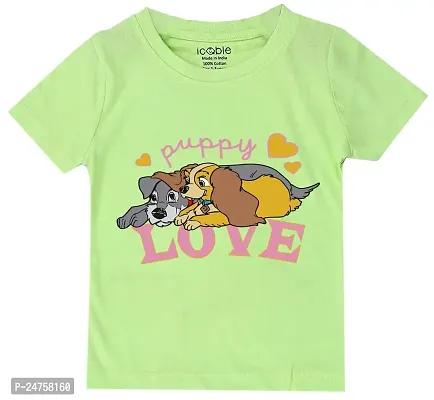 ICABLE Disney Girls Printed Round Neck Cotton Blend T-Shirts