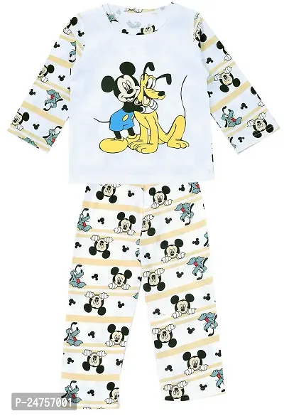 ICABLE Baby Boys Cotton Cartoon Print Night Suit Tshirt and Pyjama Set-thumb0