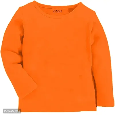 ICABLE Baby Girls/Boys Cotton Plain Full Sleeves T-Shirts (6-9 Months, Orange)