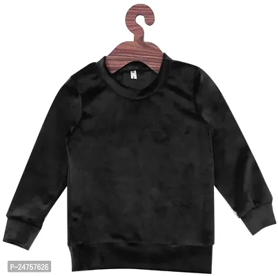Icable Unisex Baby Girl/Boys Full Sleeves Plain Super Soft Velvet Sweatshirt Made in India-thumb0