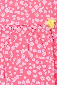 ICABLE Girls Printed A-Line Dress 100% Cotton Made in India (3-4 Years, PinkFlower)-thumb3