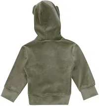 Icable Unisex Baby Girl/Boys Full Sleeves Plain Super Soft Velvet Hoodie Made in India-thumb2
