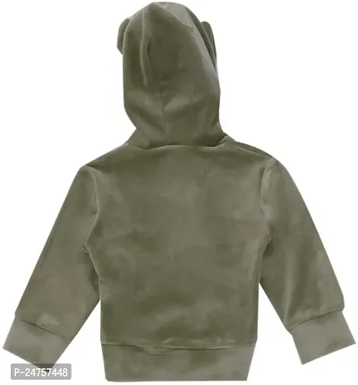 Icable Unisex Baby Girl/Boys Full Sleeves Plain Super Soft Velvet Hoodie Made in India-thumb3