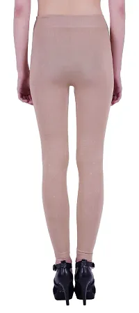 Icable Women's/Girls Polyester Spandex Ultra Stretchable Legging/Tights Working with Embellished Fabrics (Skin, Free Size)-thumb4