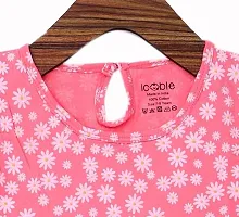 ICABLE Girls Printed A-Line Dress 100% Cotton Made in India (3-4 Years, PinkFlower)-thumb2