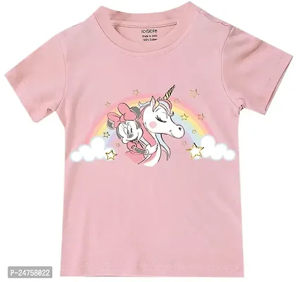 ICABLE Disney Girls Printed Round Neck Cotton Blend T-Shirts