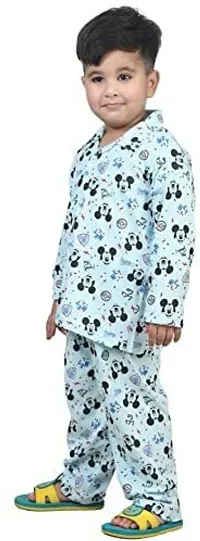 Stylish Cotton Blend Night Shirt With Pant For Boys-thumb0