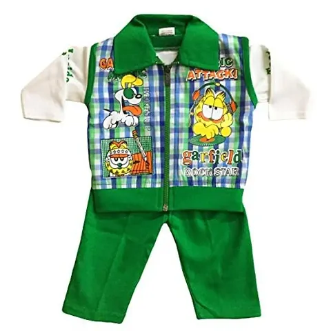 Miss U Baby Boys Baba Suit Cotton T-Shirt and Trouser Set with Jacket