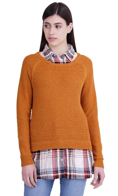 ICABLE Women's Wool Collared Neck Sweater