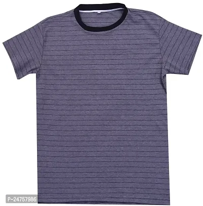 ICABLE Men's Striped Round Neck Half Sleeved T-Shirt