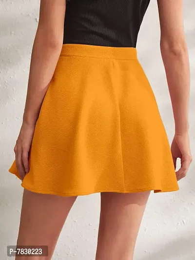 Stylish High Waist Flared Skater Short Mini Skirt - Yellow-thumb4