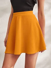 Stylish High Waist Flared Skater Short Mini Skirt - Yellow-thumb4
