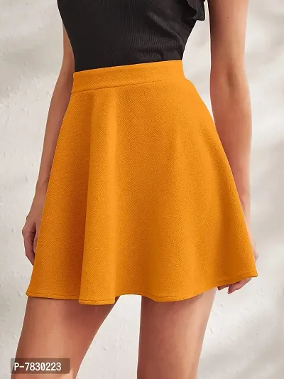 Stylish High Waist Flared Skater Short Mini Skirt - Yellow-thumb5