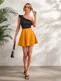 Stylish High Waist Flared Skater Short Mini Skirt - Yellow-thumb2