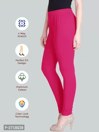 Fabulous Pink Cotton Solid Leggings For Women