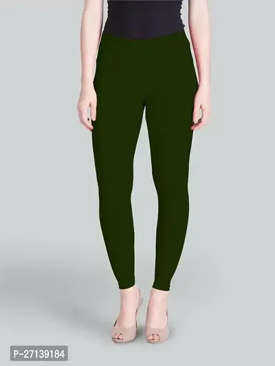 Fabulous Green Cotton Solid Leggings For Women-thumb0