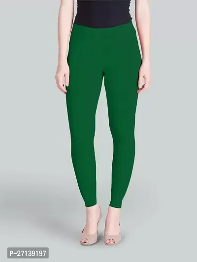 Fabulous Green Cotton Solid Leggings For Women