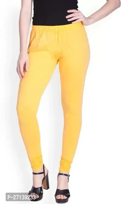 Fabulous Yellow Cotton Solid Leggings For Women-thumb0