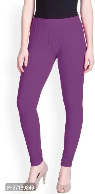 Fabulous Purple Cotton Solid Leggings For Women-thumb0