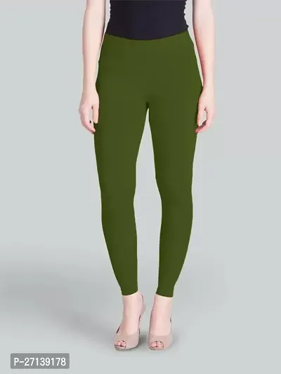 Fabulous Green Cotton Solid Leggings For Women-thumb0