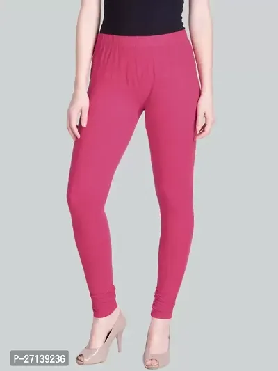 Fabulous Pink Cotton Solid Leggings For Women