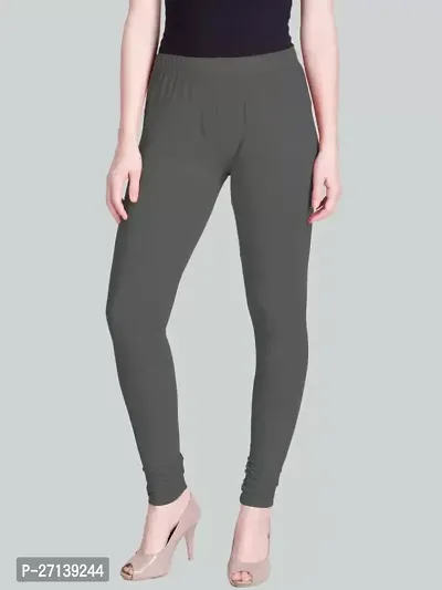 Fabulous Grey Cotton Solid Leggings For Women