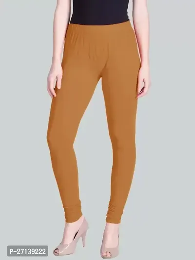 Fabulous Brown Cotton Solid Leggings For Women