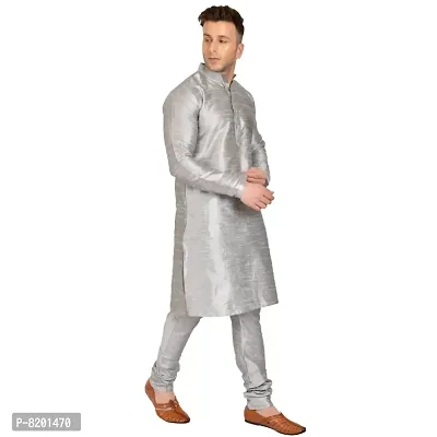 Dupion Grey Kurta And Pajama Set For Mens-thumb2