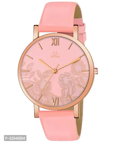 Stylish Pink Synthetic Leather Analog Watch For Women-thumb0