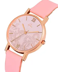 Stylish Pink Synthetic Leather Analog Watch For Women-thumb1