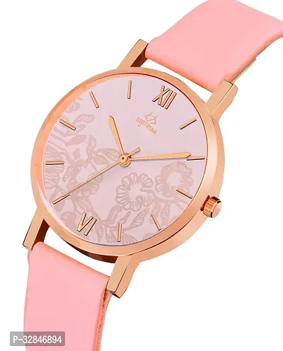 Stylish Pink Synthetic Leather Analog Watch For Women-thumb2