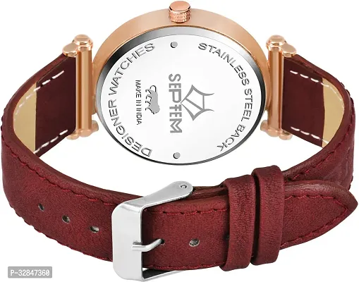 Stylish Pink Leather Analog Watch For Men-thumb4