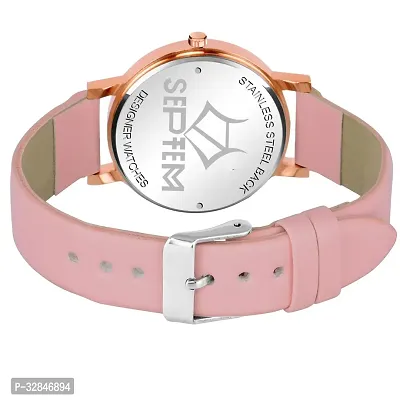 Stylish Pink Synthetic Leather Analog Watch For Women-thumb3