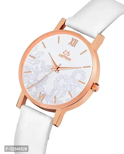 Stylish White Synthetic Leather Analog Watch For Women-thumb2