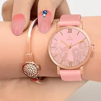 Stylish Pink Synthetic Leather Analog Watch For Women-thumb3