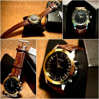 Stylish Fancy Genuine Leather Analog Watches For Men-thumb0